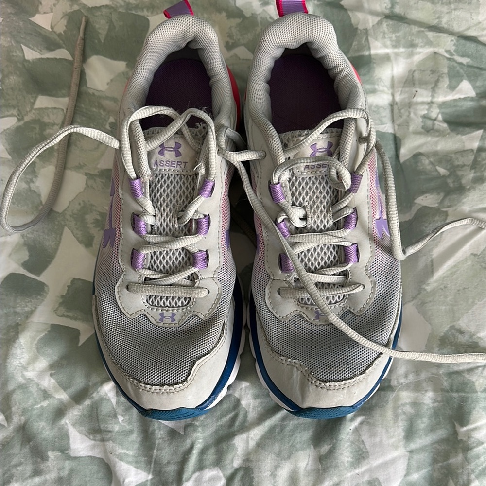 Under Armour Kids' Gray and Purple Sneakers